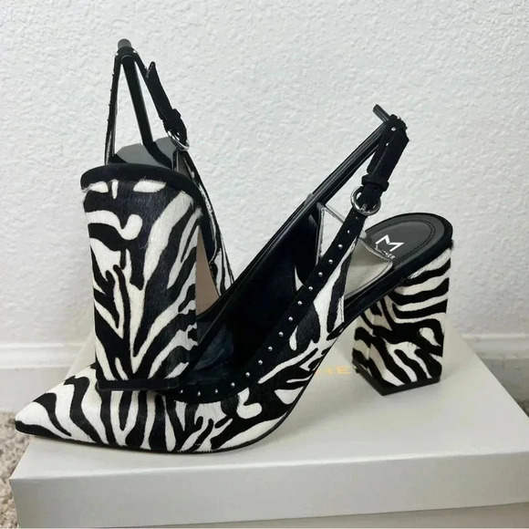 Marc Fisher Women’s Joily Black White Animal Print Slingback Block Heels… - Picture 12 of 13